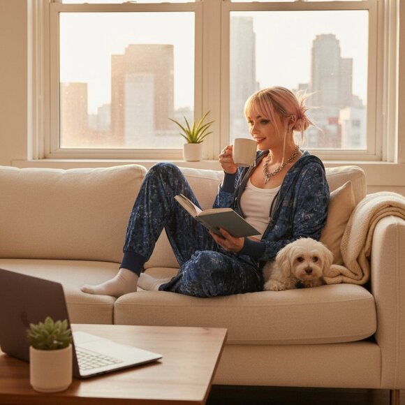 Love For Libra Blue Velour Zip Front Hoodie Libra Zodiac Graphic Cozy Streetwear - Picture 3 of 4